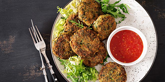 A plate of baby spinach cutlet