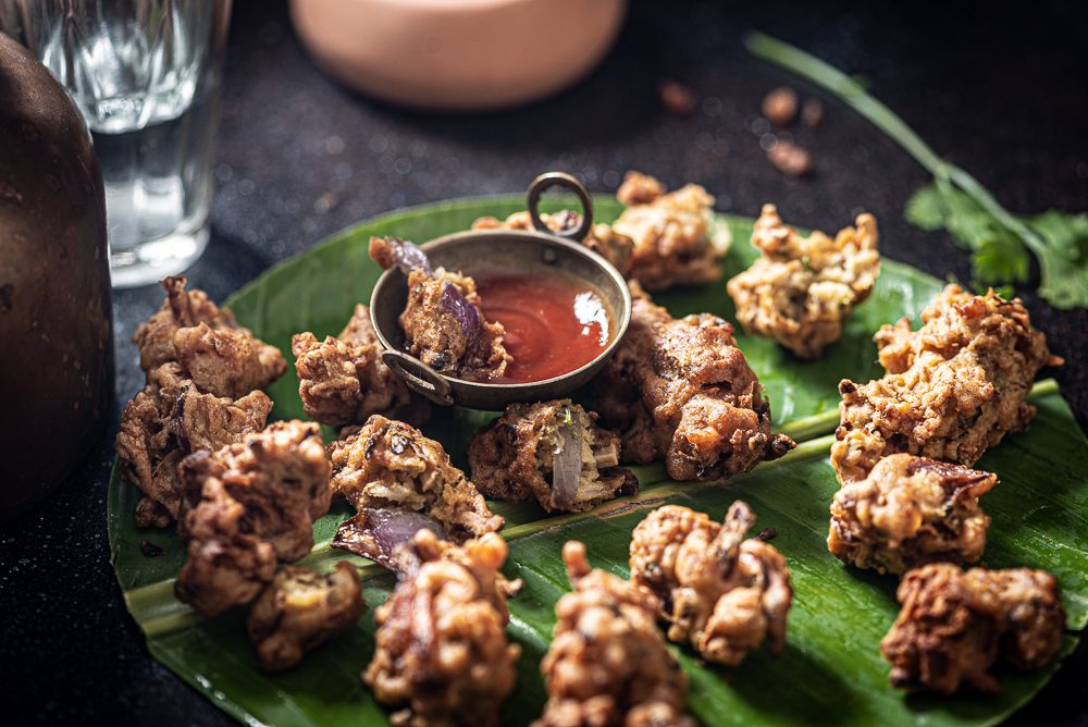 A plate full of delicious mushroom pakora