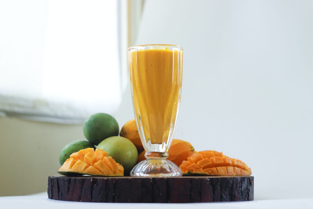 A glass of refreshing and protein filled mango shake