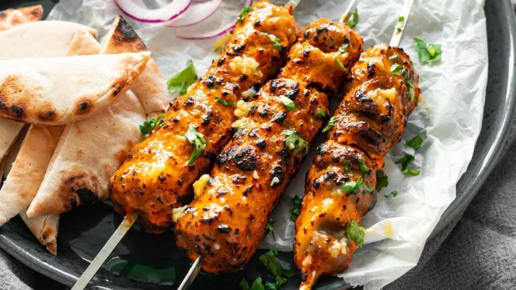 A plate of healthy mushroom tandoori tikka