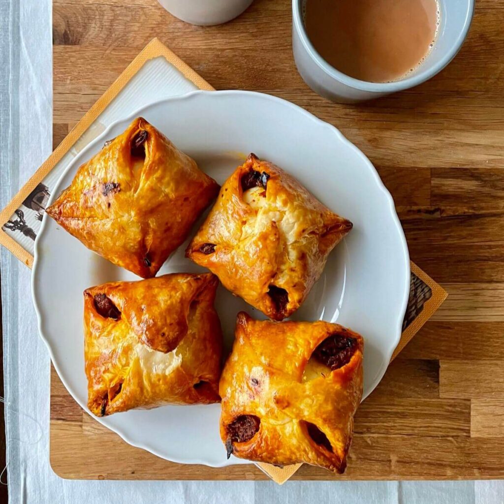 A plate full of egg puff