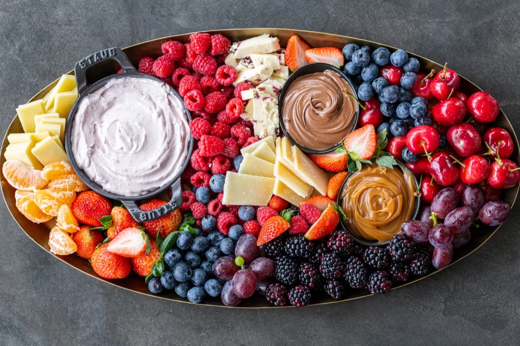 A board full of healthy fruits