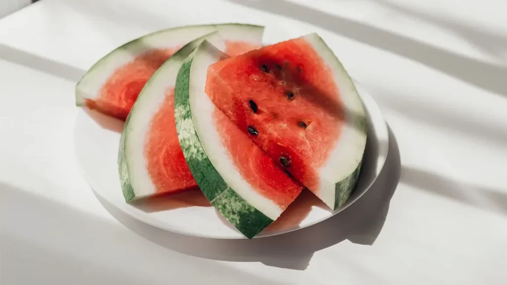 A plate of watermelon slices